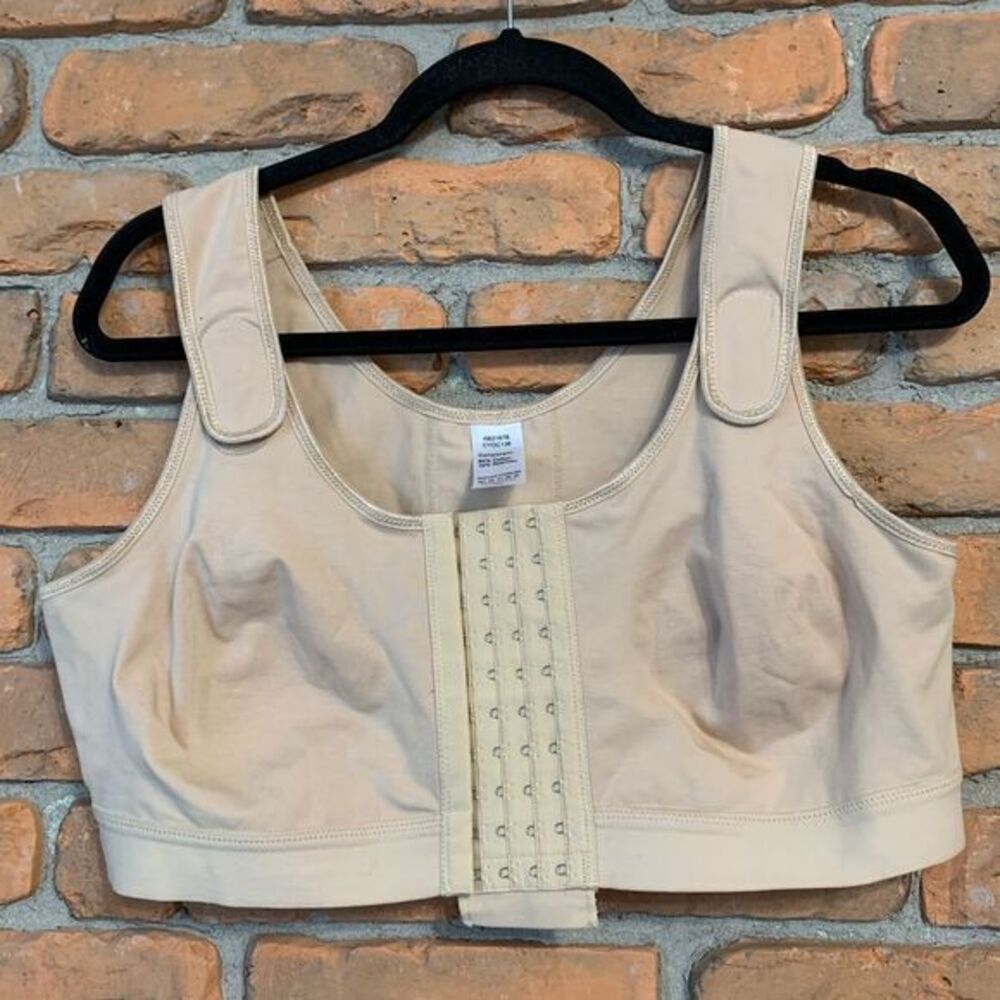 Brabic Womens‎ XL Mastectomy Bra Beige Front Closure Sports Wireless Comfort